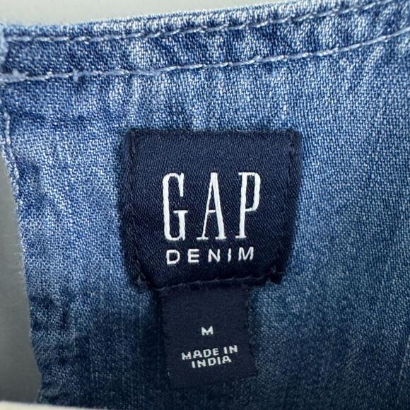 GAP Denim Girl’s Size Medium Blue Chambray Ruffle Trim Long Sleeve Casual Shirt - Picture 2 of 6